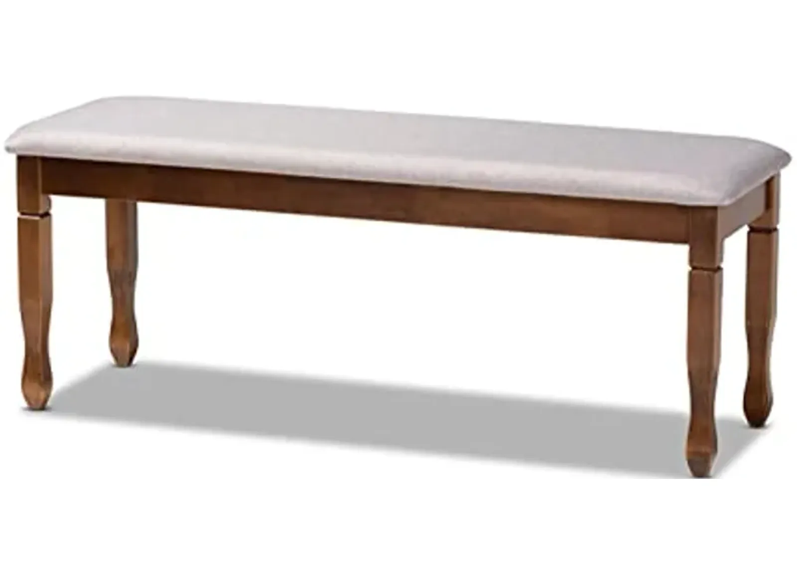 Baxton Studio Corey Modern and Contemporary Grey Fabric Upholstered and Walnut Brown Finished Wood Dining Bench