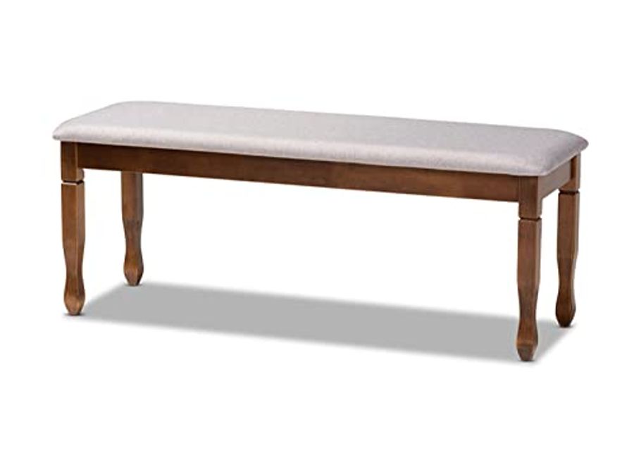 Baxton Studio Grey Upholstered and Walnut Brown Finished Wood Dining Bench