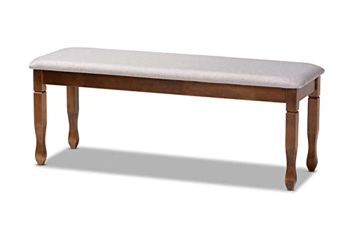Baxton Studio Grey Upholstered and Walnut Brown Finished Wood Dining Bench