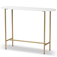 Baxton Studio Gold Finished Metal Console Table with Faux Marble Tabletop