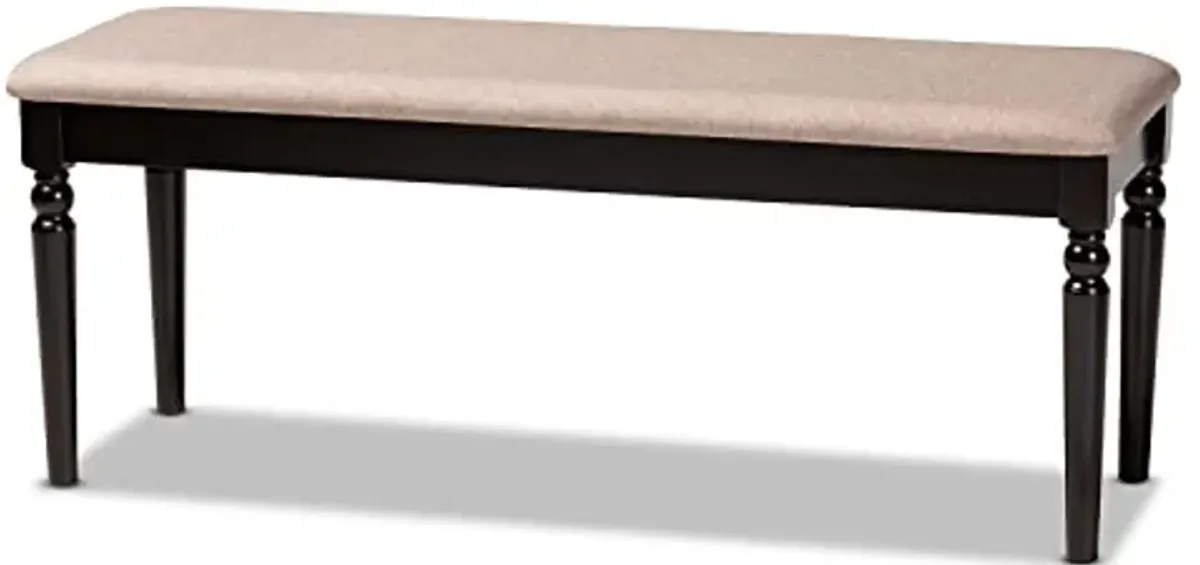 Baxton Studio Giovanni Modern and Contemporary Sand Fabric Upholstered and Dark Brown Finished Wood Dining Bench