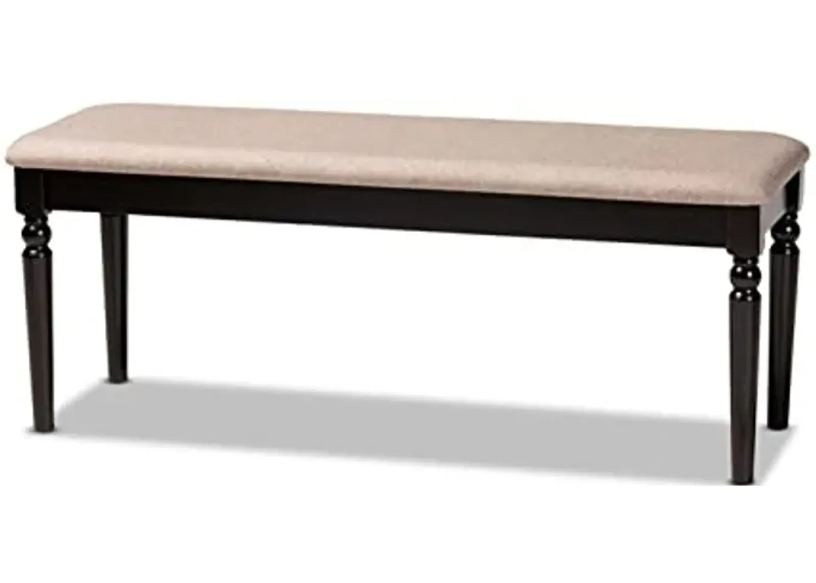 Baxton Studio Giovanni Modern and Contemporary Sand Fabric Upholstered and Dark Brown Finished Wood Dining Bench