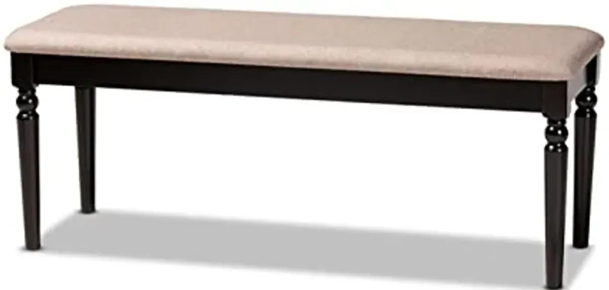 Baxton Studio Giovanni Modern and Contemporary Sand Fabric Upholstered and Dark Brown Finished Wood Dining Bench