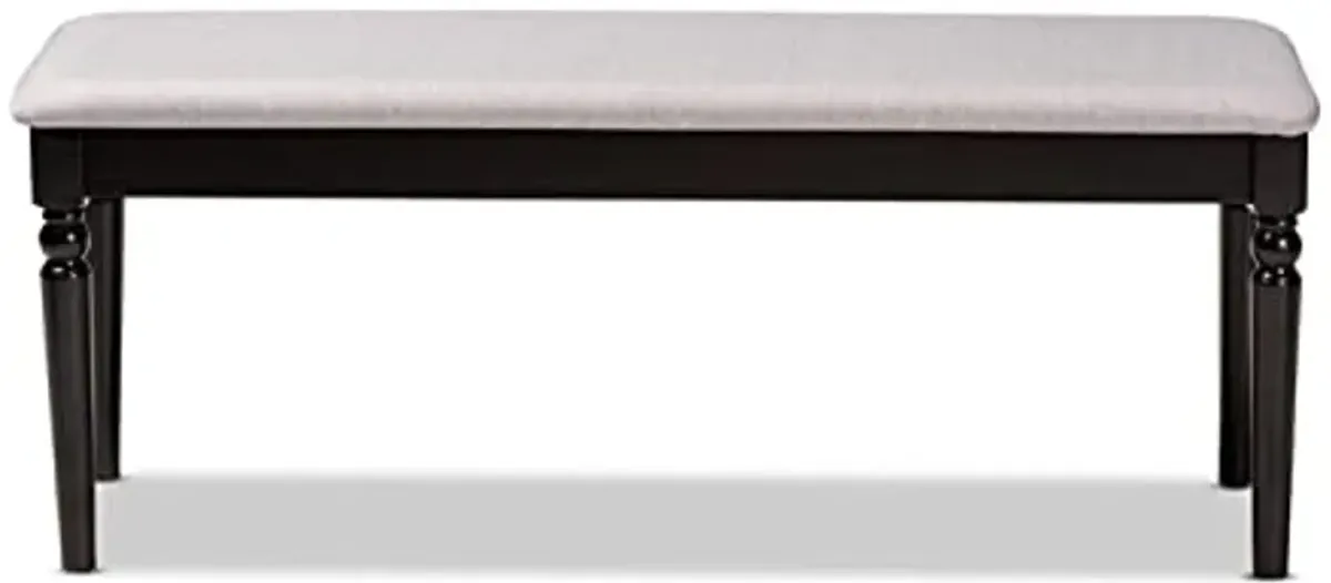 Baxton Studio Giovanni Modern and Contemporary Grey Fabric Upholstered and Dark Brown Finished Wood Dining Bench