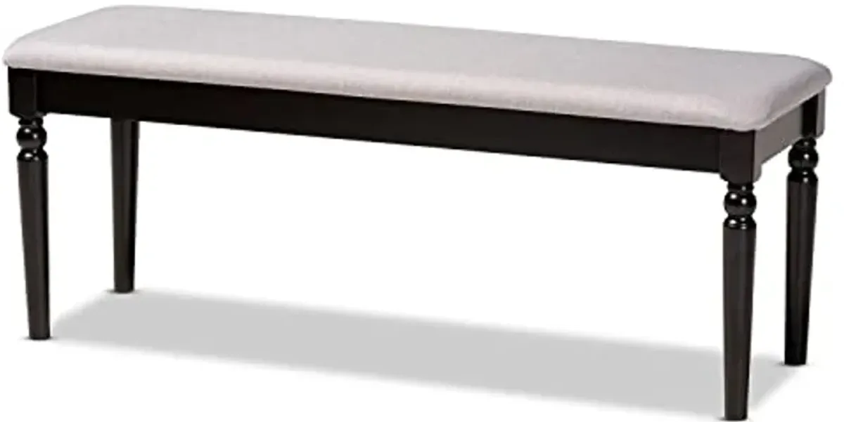 Baxton Studio Giovanni Modern and Contemporary Grey Fabric Upholstered and Dark Brown Finished Wood Dining Bench