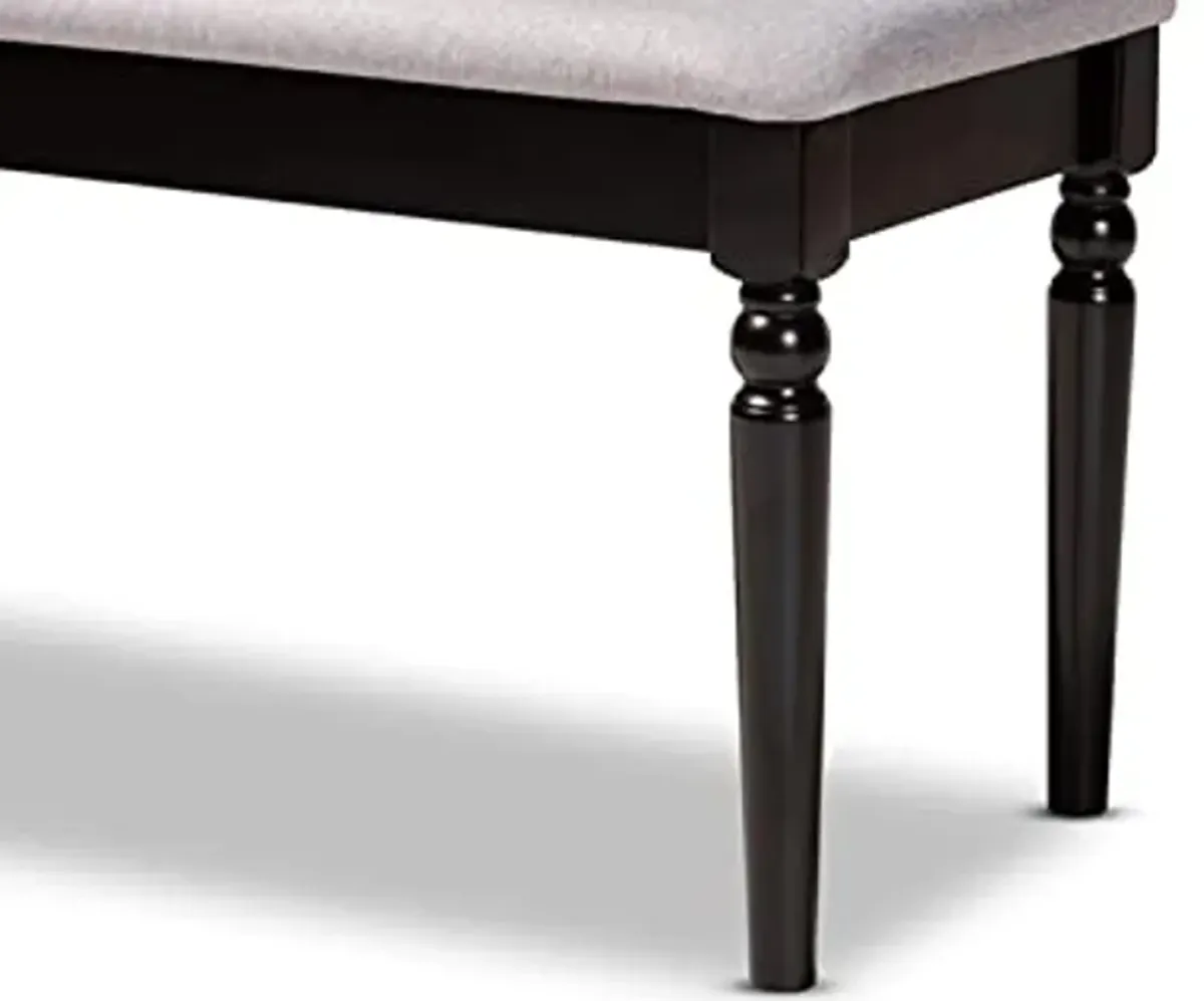 Baxton Studio Giovanni Modern and Contemporary Grey Fabric Upholstered and Dark Brown Finished Wood Dining Bench