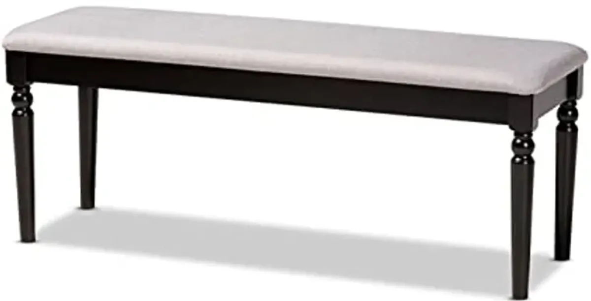 Baxton Studio Giovanni Modern and Contemporary Grey Fabric Upholstered and Dark Brown Finished Wood Dining Bench