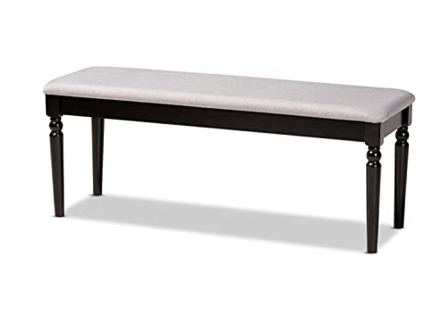 Baxton Studio Giovanni Modern and Contemporary Grey Fabric Upholstered and Dark Brown Finished Wood Dining Bench