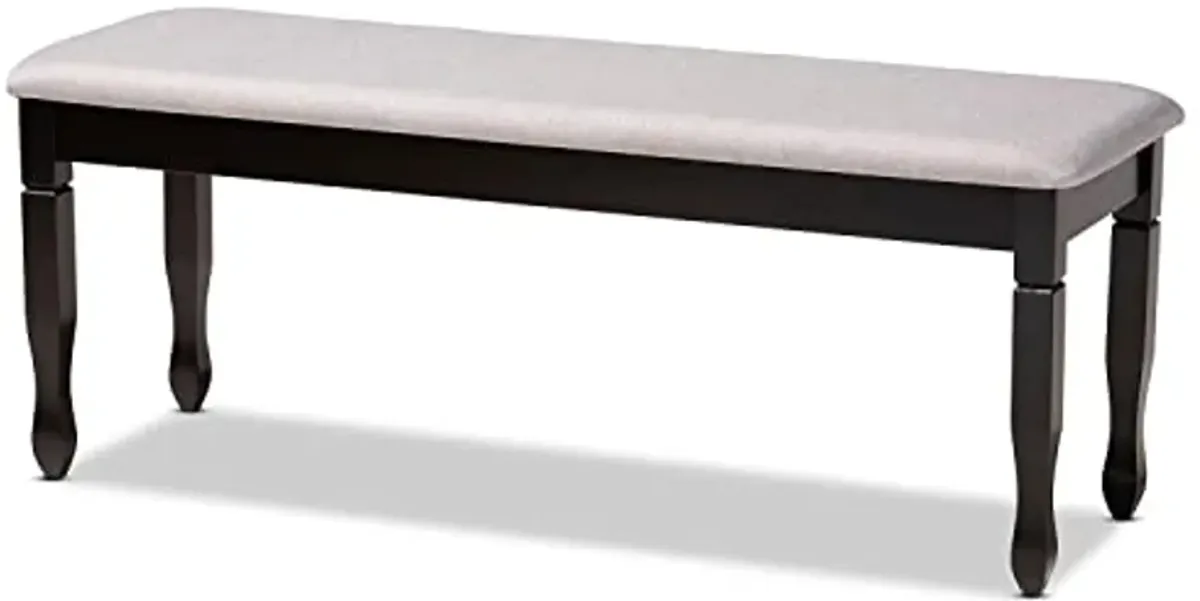 Baxton Studio Corey Modern and Contemporary Grey Fabric Upholstered and Dark Brown Finished Wood Dining Bench