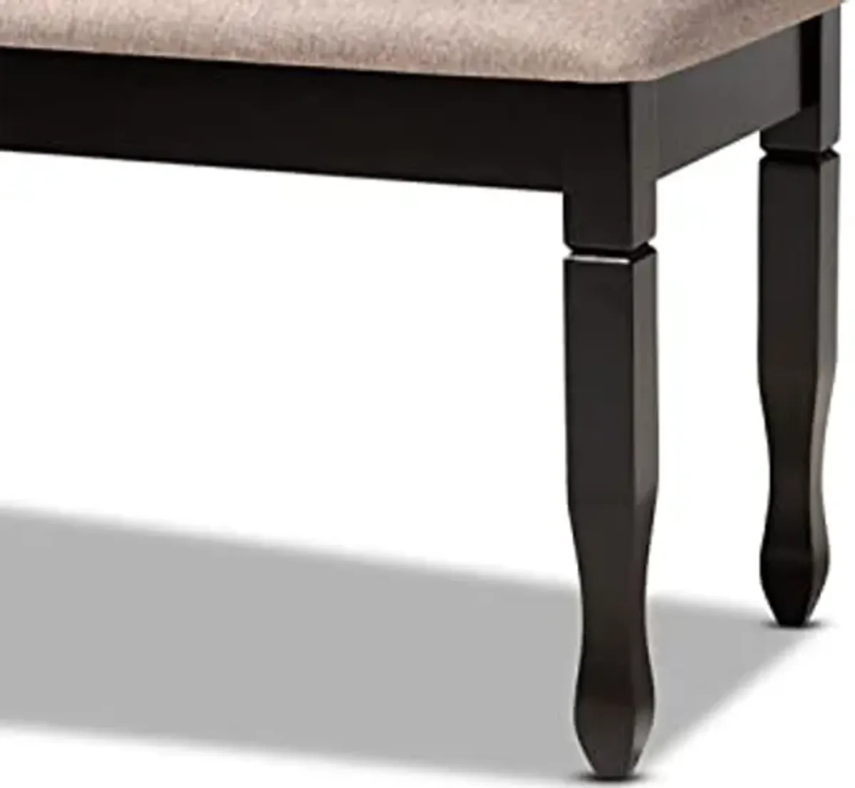 Baxton Studio Corey Modern and Contemporary Sand Fabric Upholstered and Dark Brown Finished Wood Dining Bench