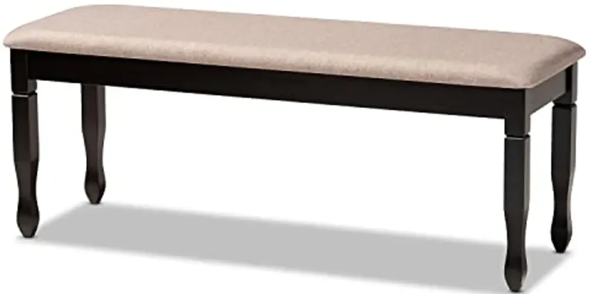 Baxton Studio Corey Modern and Contemporary Sand Fabric Upholstered and Dark Brown Finished Wood Dining Bench