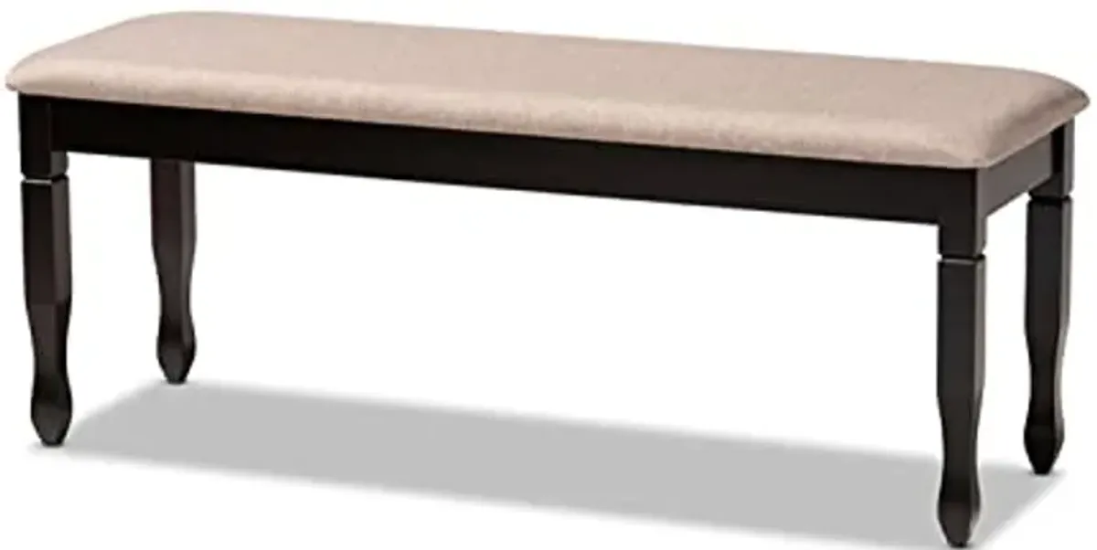 Baxton Studio Corey Modern and Contemporary Sand Fabric Upholstered and Dark Brown Finished Wood Dining Bench