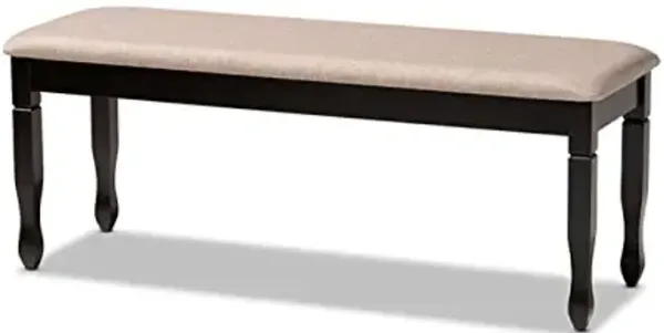 Baxton Studio Corey Modern and Contemporary Sand Fabric Upholstered and Dark Brown Finished Wood Dining Bench