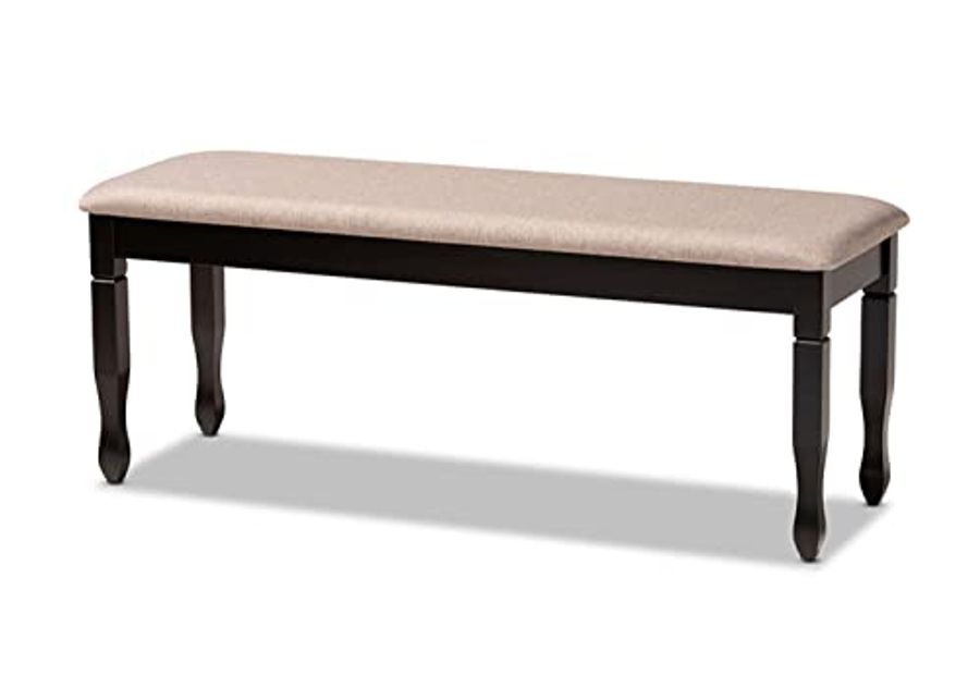 Baxton Studio Corey Modern and Contemporary Sand Fabric Upholstered and Dark Brown Finished Wood Dining Bench