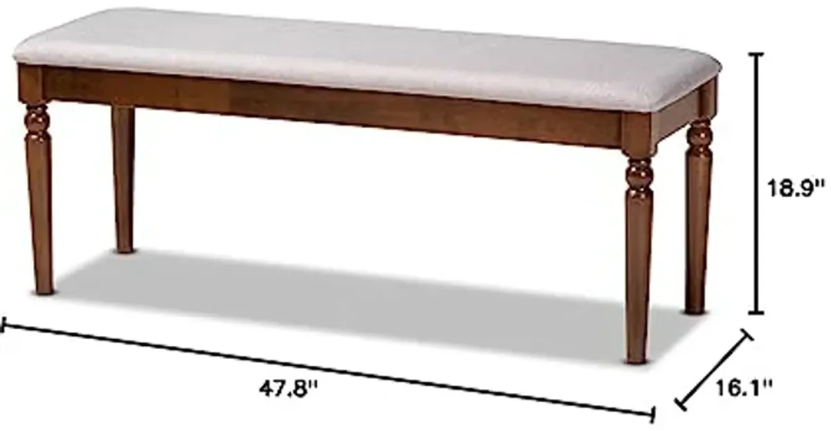 Baxton Studio Giovanni Modern and Contemporary Grey Fabric Upholstered and Walnut Brown Finished Wood Dining Bench