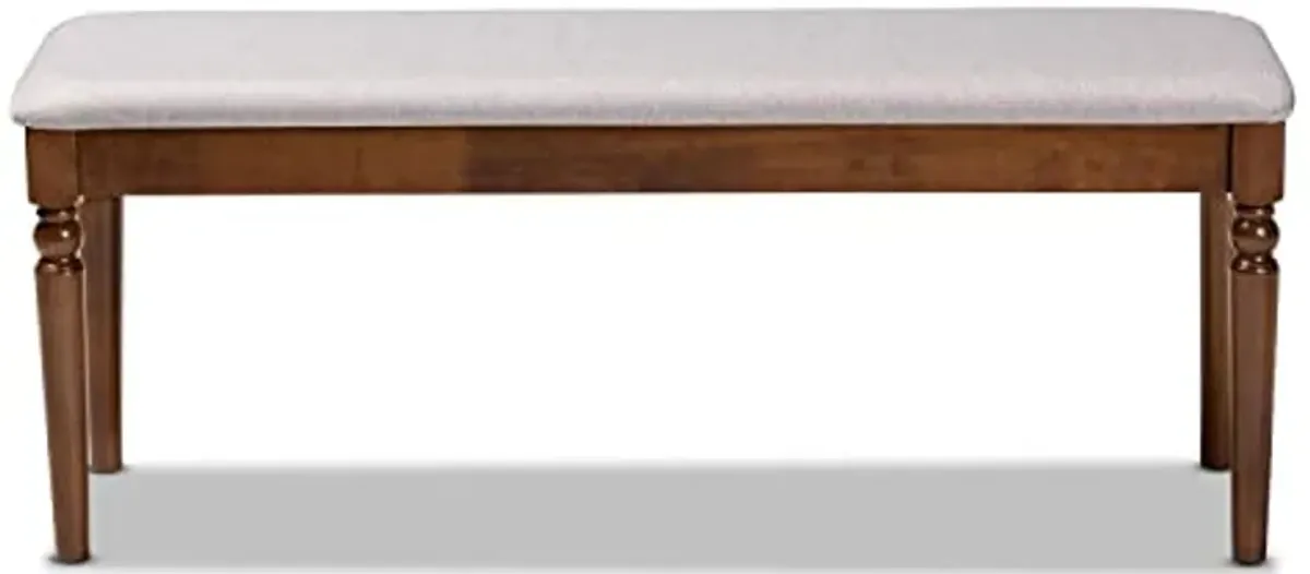 Baxton Studio Giovanni Modern and Contemporary Grey Fabric Upholstered and Walnut Brown Finished Wood Dining Bench