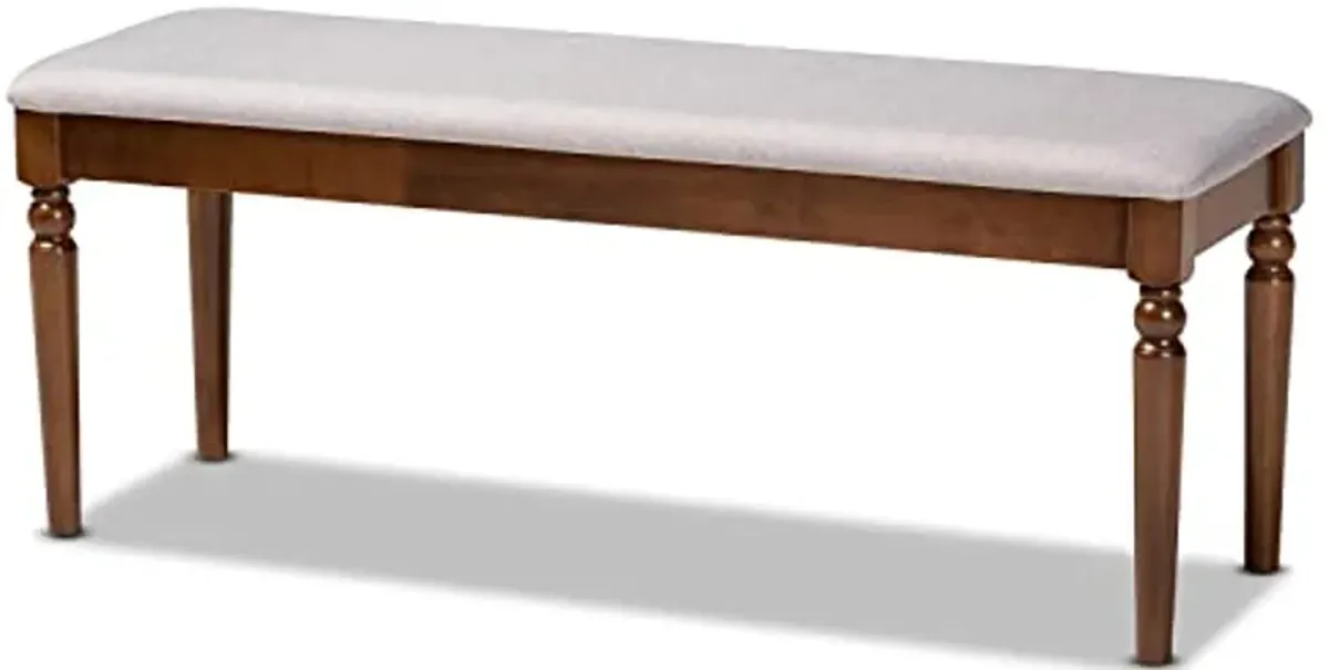 Baxton Studio Giovanni Modern and Contemporary Grey Fabric Upholstered and Walnut Brown Finished Wood Dining Bench