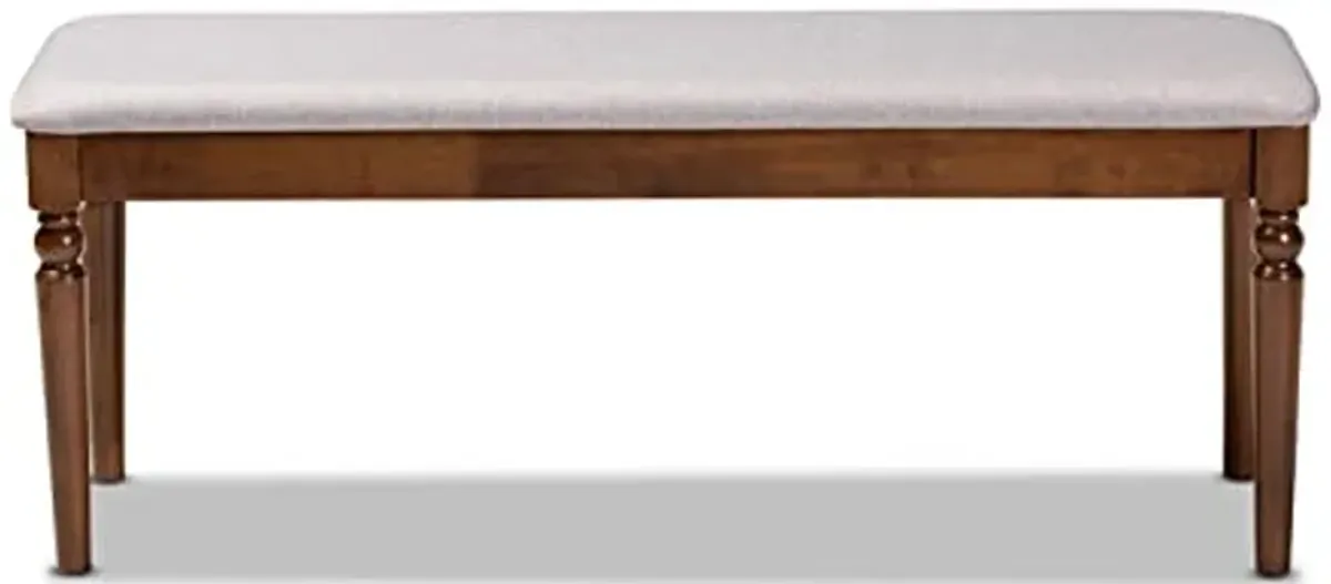 Baxton Studio Giovanni Modern and Contemporary Grey Fabric Upholstered and Walnut Brown Finished Wood Dining Bench