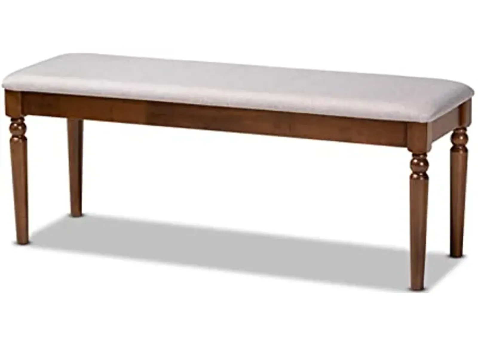 Baxton Studio Giovanni Modern and Contemporary Grey Fabric Upholstered and Walnut Brown Finished Wood Dining Bench