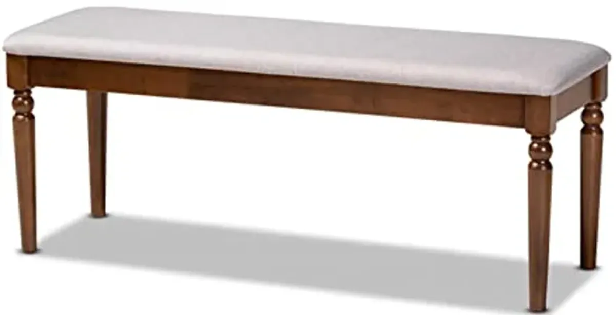 Baxton Studio Giovanni Modern and Contemporary Grey Fabric Upholstered and Walnut Brown Finished Wood Dining Bench