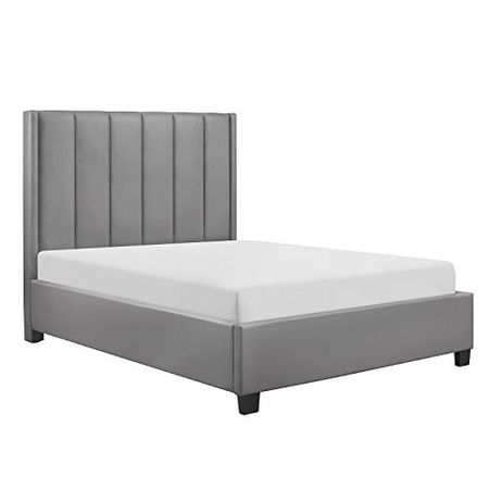 Lexicon Taye Upholstered Platform Bed, King, Gray