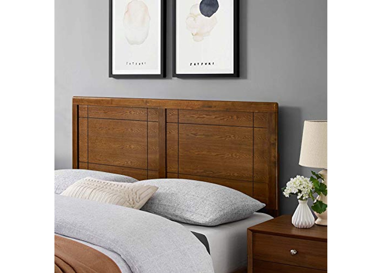 Modway MOD-6220-WAL Archie Twin Wood Headboard, Walnut