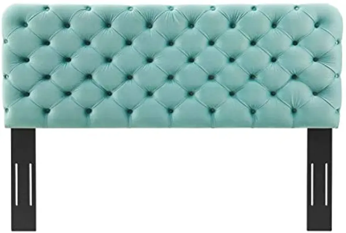 Modway Lizzy Tufted Performance Velvet Headboard in Mint, Twin