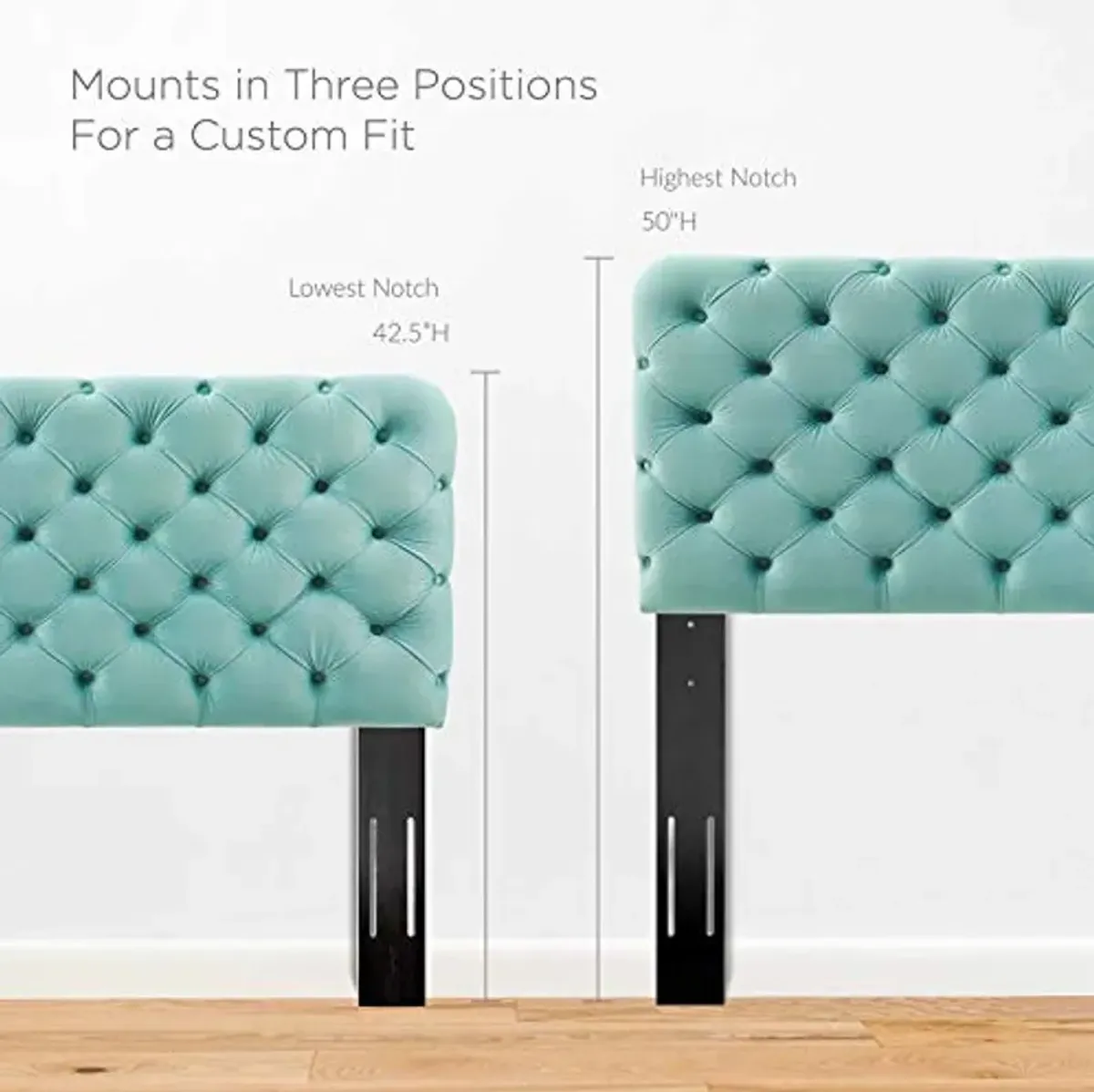 Modway Lizzy Tufted Performance Velvet Headboard in Mint, Twin