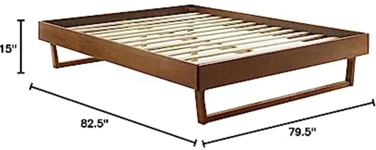 Modway MOD-6215-WAL Billie King Wood Platform Bed Frame, Walnut