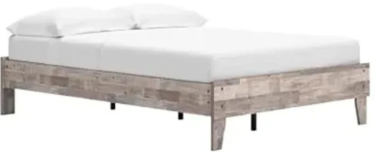 Signature Design by Ashley Neilsville Butcher Block Full Platform Bed, Natural Beige Wood