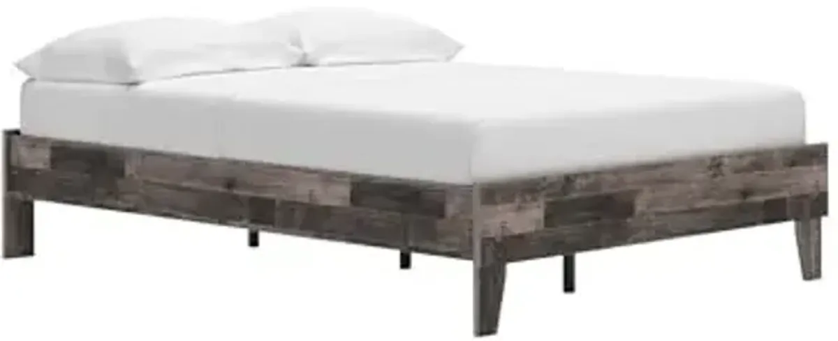 Signature Design by Ashley Neilsville Butcher Block Style Platform Bed, Full, Rustic Gray
