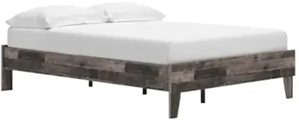 Signature Design by Ashley Neilsville Butcher Block Style Platform Bed, Full, Rustic Gray