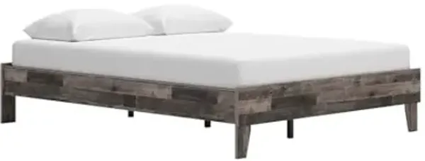Signature Design by Ashley Neilsville Butcher Block Style Platform Bed, Queen, Rustic Gray