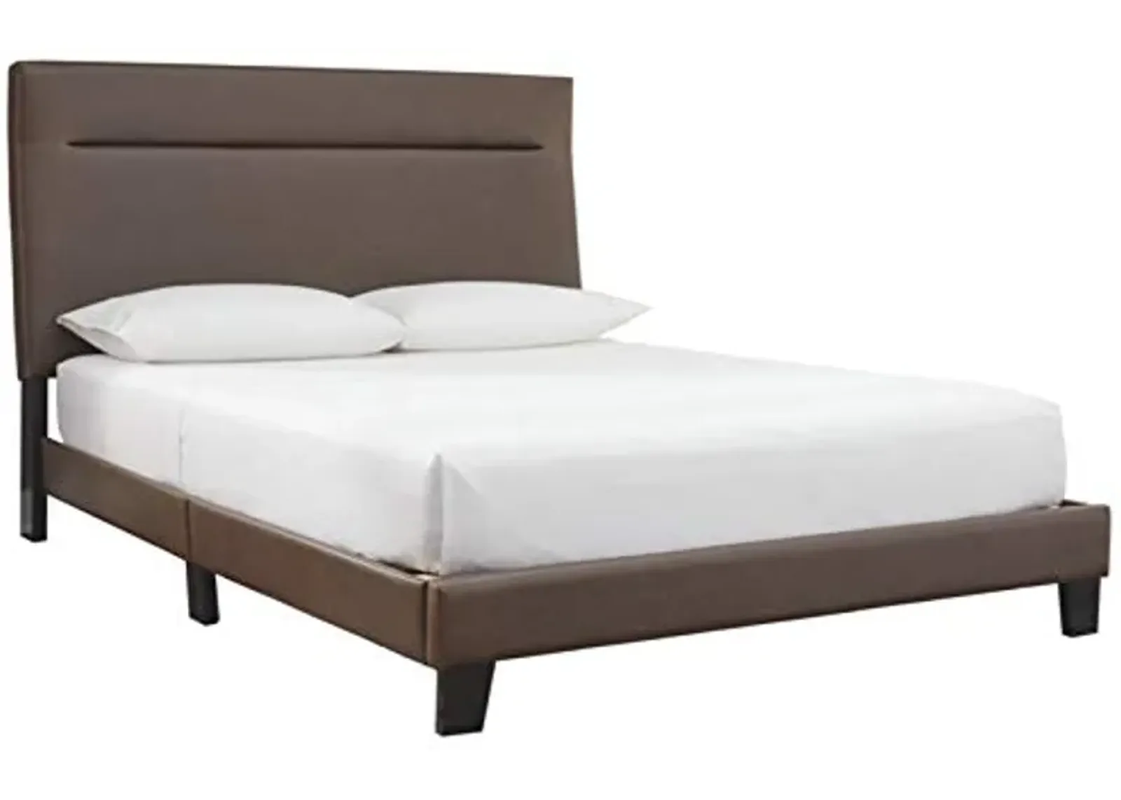 Signature Design by Ashley Adelloni Modern Queen Upholstered Platform Bed with Adjustable Headboard, Brown