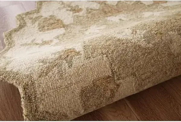 LR Home 2x7 Indoor Transitional Runner Rug for Home Décor - Medallion Farmhouse Wool Rugs for Living Room, Bedroom, Playroom | Beige