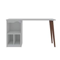 Manhattan Comfort Hampton Mid Century Modern Home Office Desk Table with 3 Cubby Spaces, 53.54, White