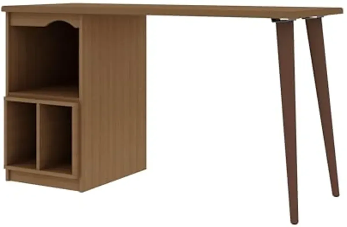 Manhattan Comfort Hampton Mid Century Modern Home Office Desk Table with 3 Cubby Spaces, 53.54, Maple Cream