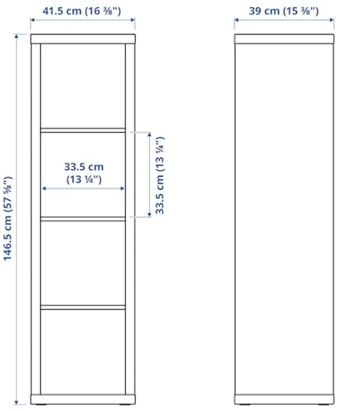 IKEA KALLAX shelving unit white stained oak effect (42x39x147 cm) 4 shelf