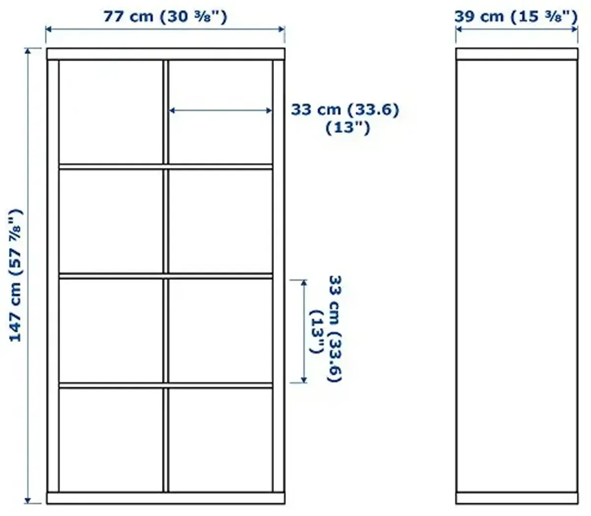 Ikea KALLAX shelving unit black-brown (77x39x147 cm) 8 shelf