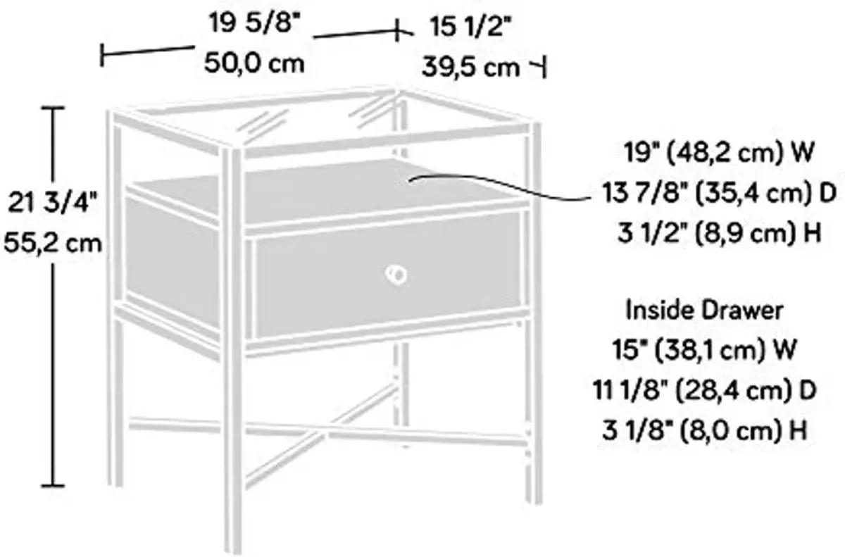 Sauder Harper Heights Side Table, L: 19.69" x W: 15.55" x H: 21.73", White