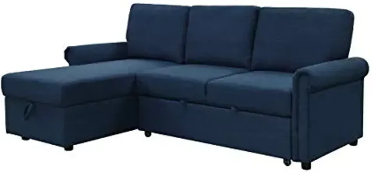 Abbyson Living Hamilton Storage Sofa Bed - Modern Design, Fabric, Pull Out Couch, Navy Blue