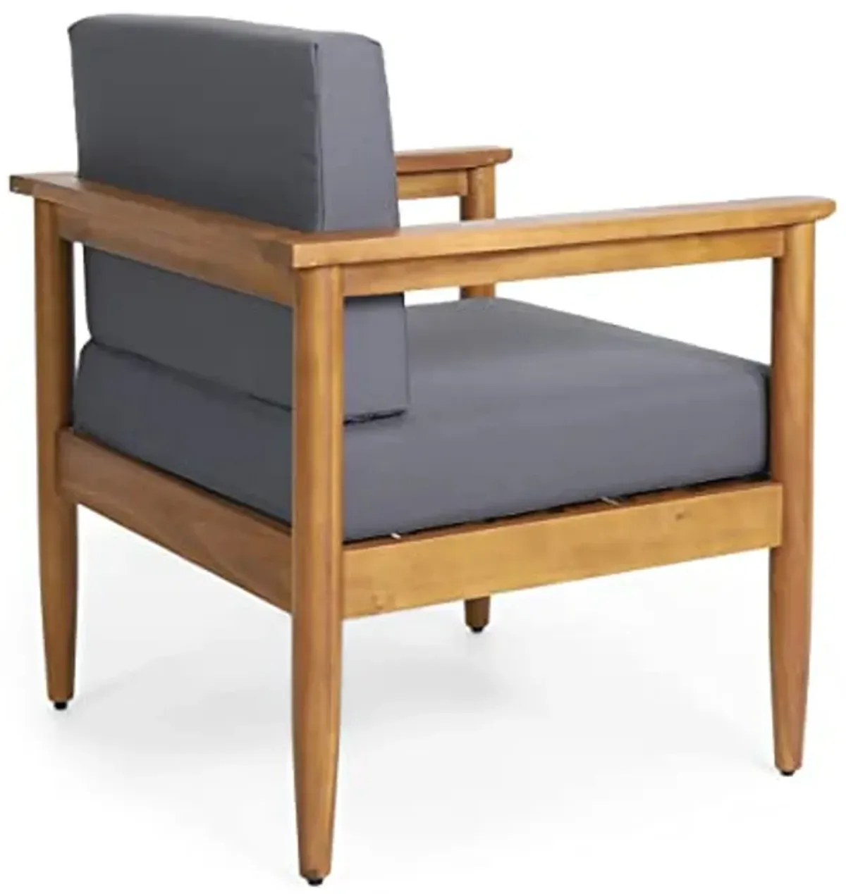 Christopher Knight Home Eudora Outdoor Acacia Wood Club Chair (Set of 2), Teak and Dark Gray