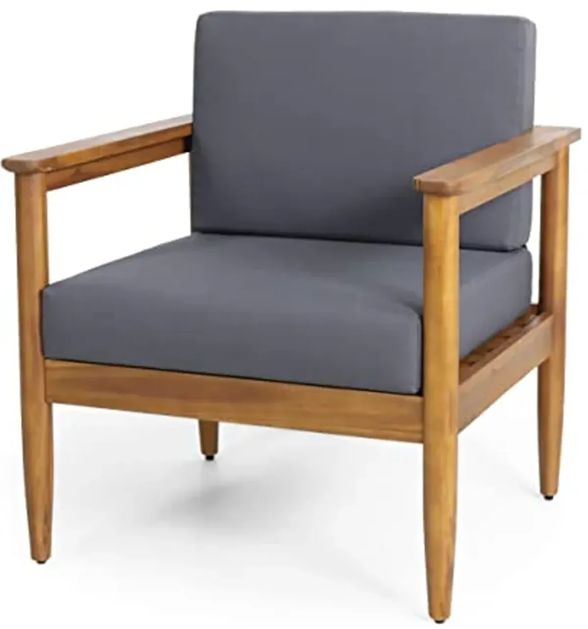 Christopher Knight Home Eudora Outdoor Acacia Wood Club Chair (Set of 2), Teak and Dark Gray