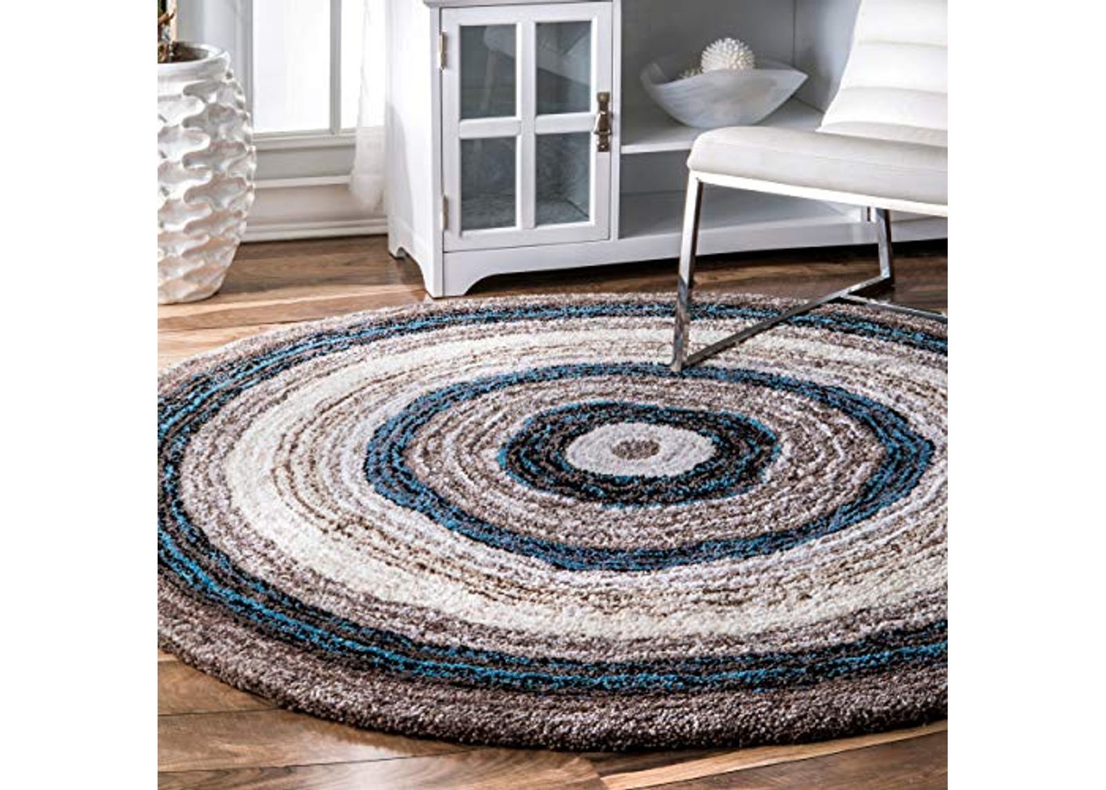 nuLOOM Drey Striped Shag Area Rug, 6' x 9' Oval, Blue Multi