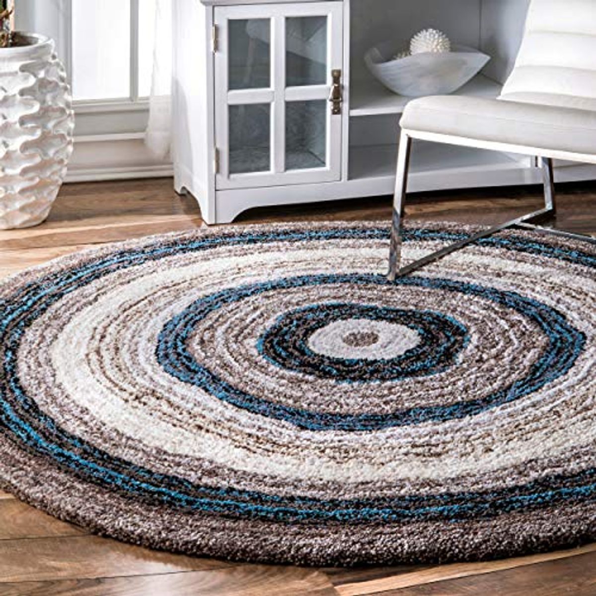 nuLOOM Drey Striped Shag Area Rug, 6' x 9' Oval, Blue Multi