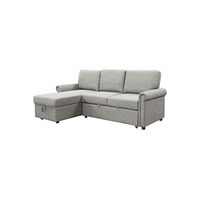 Abbyson Living Fabric Upholstered Chaise and Storage Sofa Bed Sectional, Heather Grey