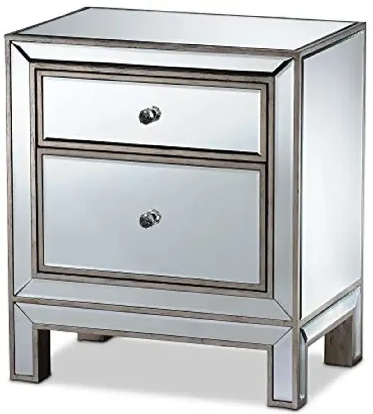 Baxton Studio Fadri Contemporary Glam and Luxe Mirrored 2-Drawer End Table