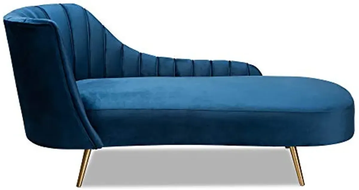 Baxton Studio Kailyn Chaises, Navy Blue/Gold