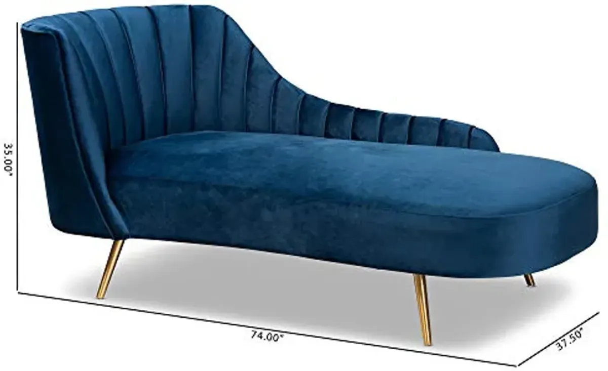 Baxton Studio Kailyn Chaises, Navy Blue/Gold