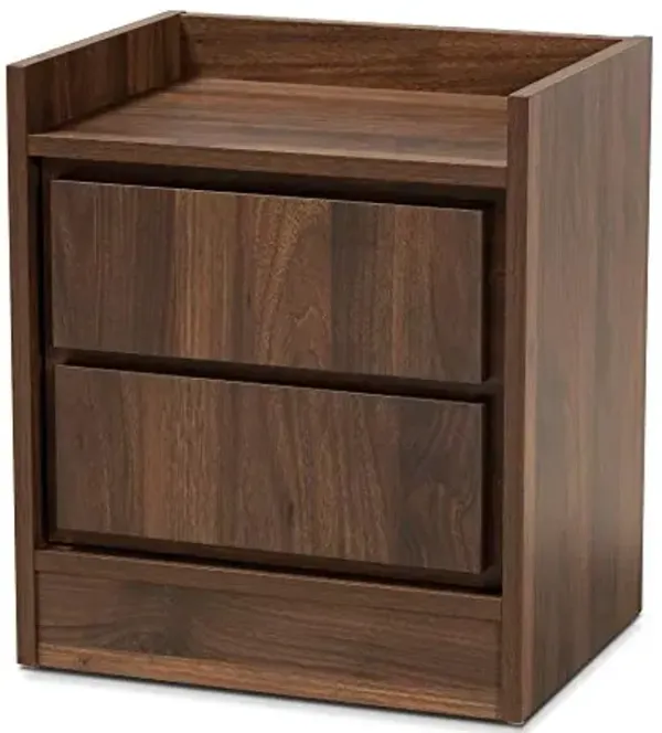 Baxton Studio Hale Modern and Contemporary Walnut Brown Finished Wood 1-Door Nightstand